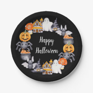 Assiettes En Carton Illustration de Halloween joyeuse et mignonne en n