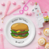 Assiettes En Carton Illustration de Hamburger (Fête)