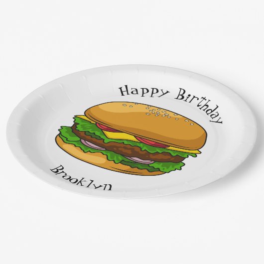 Assiettes En Carton Illustration de Hamburger (Angle)