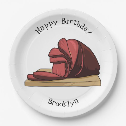 Assiettes En Carton Illustration de jambon (Devant)