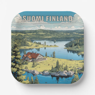 Assiettes En Carton Illustration de la nature finlandaise