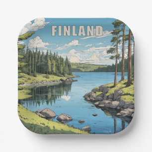 Assiettes En Carton Illustration de la nature finlandaise