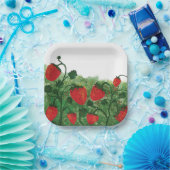 Assiettes En Carton Illustration de l'aquarelle du champ de fraises (Fête)