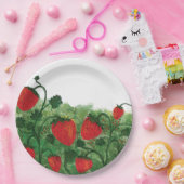 Assiettes En Carton Illustration de l'aquarelle du champ de fraises (Fête)