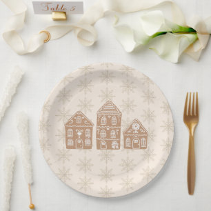 Assiettes En Carton Illustration de maison en pain d'épice avec motif 