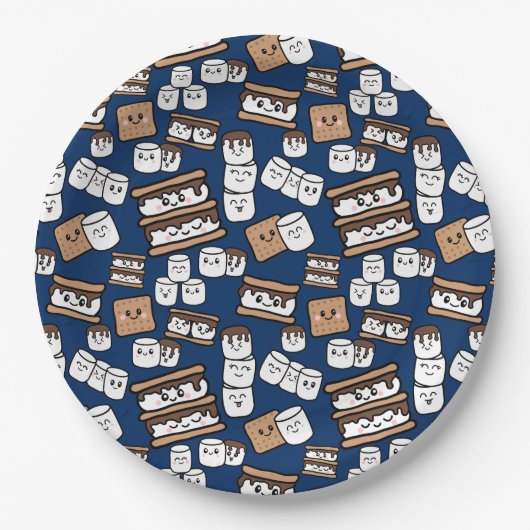 Assiettes En Carton Illustration de mignonne Smores Marshmallow (Devant)