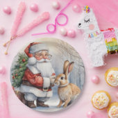Assiettes En Carton Illustration de Noël Père Noël et Bunny Nature (Fête)