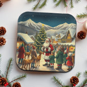 Assiettes En Carton Illustration de Noël Vintage