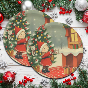 Assiettes En Carton Illustration de Noël Vintage