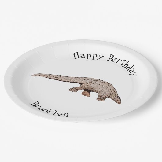 Assiettes En Carton Illustration de Pangolin (Angle)