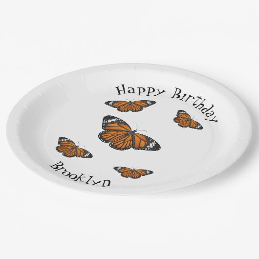 Assiettes En Carton Illustration de papillon monarque (Angle)