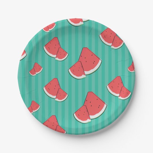 Assiettes En Carton Illustration de pastèque (Devant)