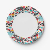 Assiettes En Carton Illustration de pirates rétro (Devant)