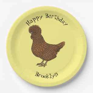 Assiettes En Carton Illustration de poulet à la polis chamois