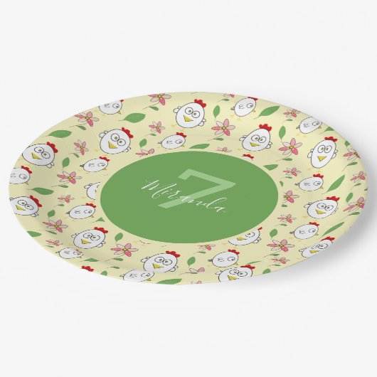 Assiettes En Carton Illustration de poulet au dessin mignon (Angle)