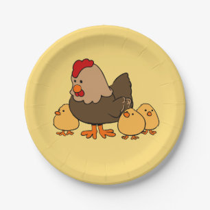 Assiettes En Carton Illustration de poulet plaques de papier pour enfa