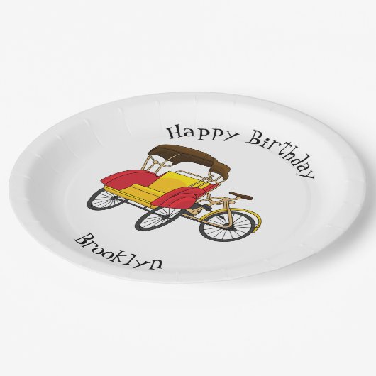 Assiettes En Carton Illustration de pousse-pousse pédicab (Angle)