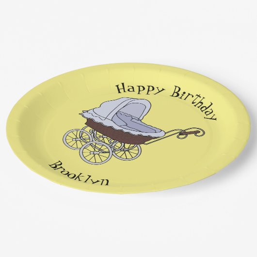 Assiettes En Carton Illustration de poussette (Angle)