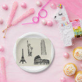 Assiettes En Carton Illustration de sites célèbres (Fête)