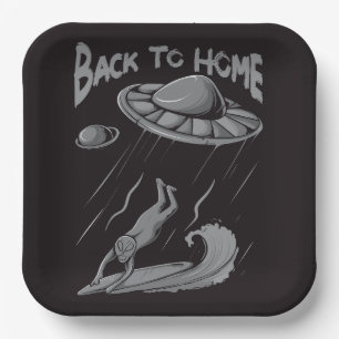 Assiettes En Carton illustration de surf de vaisseau extraterrestre av