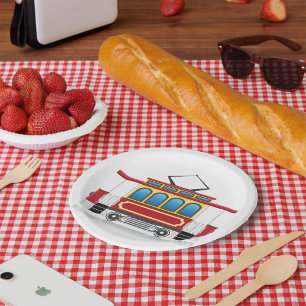 Assiettes En Carton Illustration de tramway rétro