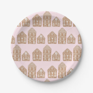 Assiettes En Carton Illustration de village de maison en pain d'épices
