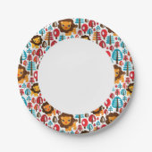 Assiettes En Carton illustration des enfants Lion rétro-mignons (Devant)