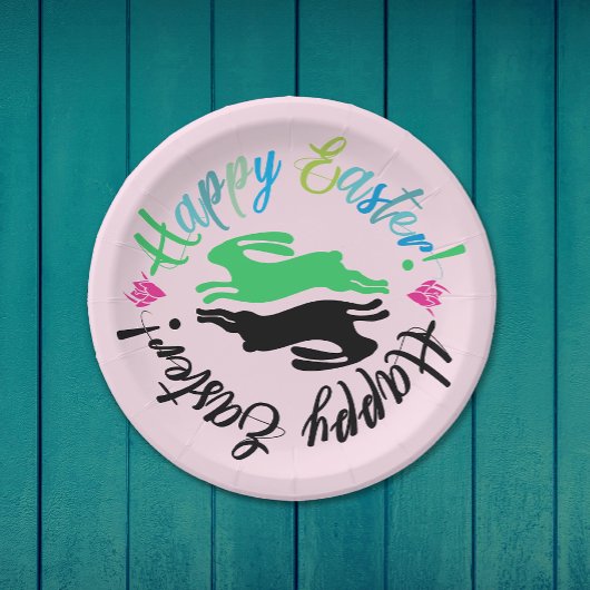 Assiettes En Carton Illustration des lapins de Pâques de Cute Pastel