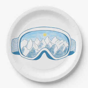 Assiettes En Carton Illustration des lunettes de ski de montagne