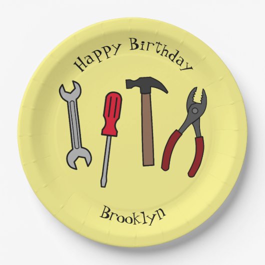 Assiettes En Carton Illustration des outils de menuiserie (Devant)