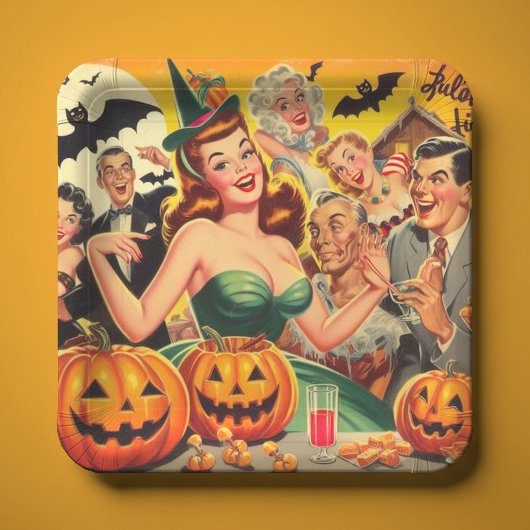 Assiettes En Carton Illustration d'Halloween vintage