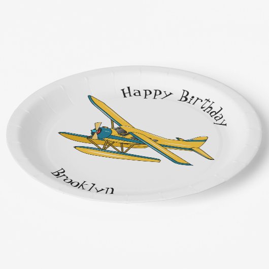 Assiettes En Carton Illustration d'hydravion (Angle)