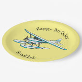Assiettes En Carton Illustration d'hydravion bleu blanc (Angle)