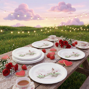 Assiettes En Carton Illustration du château d'amour flottant Imaginair