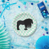 Assiettes En Carton Illustration du Cheval friésien moderne À damiers (Fête)