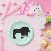 Assiettes En Carton Illustration du Cheval friésien moderne À damiers (Fête)