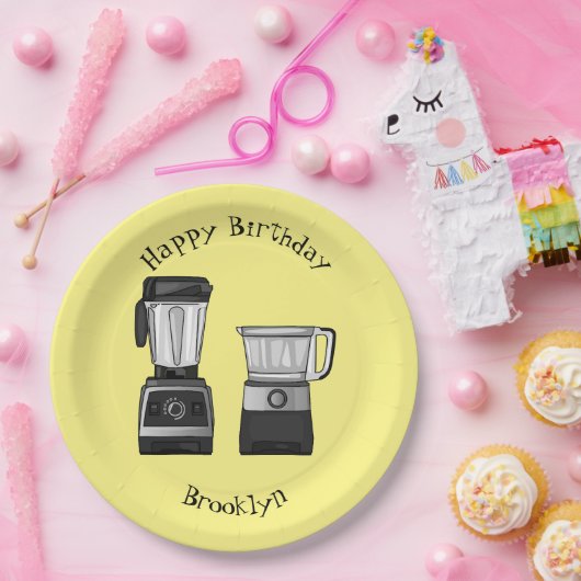 Assiettes En Carton Illustration du processeur et du mixeur alimentair (Fête)