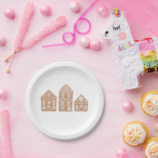 Assiettes En Carton Illustration du village de Gingerbread (Fête)