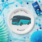 Assiettes En Carton Illustration d'un autobus à passagers moderne (Fête)