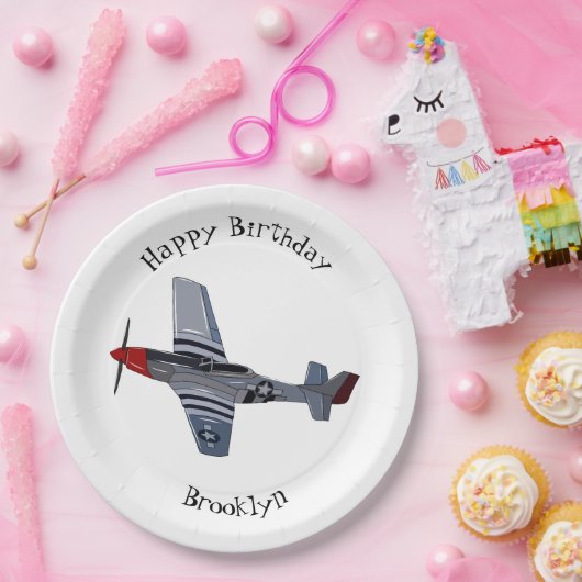 Assiettes En Carton Illustration d'un avion de chasse-bombardier (Fête)