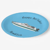 Assiettes En Carton Illustration d'un bateau à moteur (Angle)