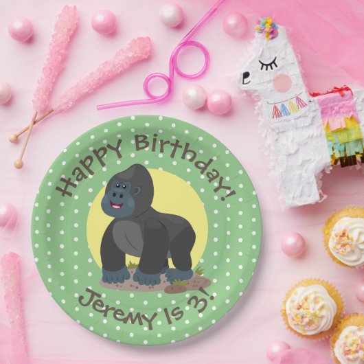 Assiettes En Carton Illustration d'un grand joyeux gorille (Fête)