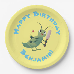 Assiettes En Carton Illustration d'un insecte du cricket vert mou