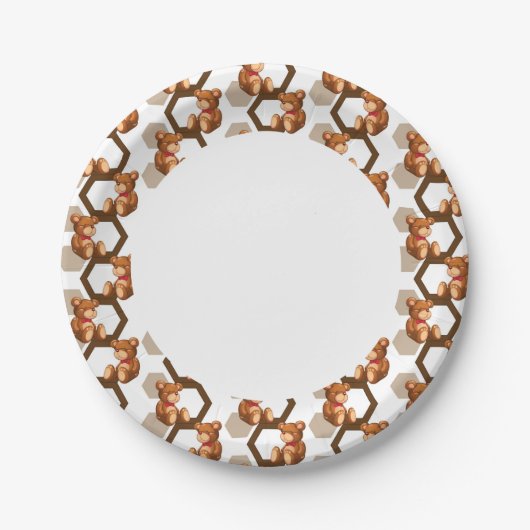 Assiettes En Carton illustration d'un tableau d'ours en peluche sur bl (Devant)
