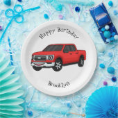 Assiettes En Carton Illustration d'une camionnette rouge mou (Fête)