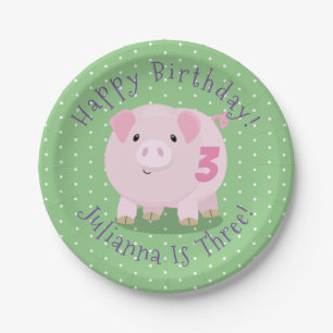Assiettes En Carton Illustration d'une caricature de cochon de poitrin