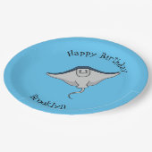 Assiettes En Carton Illustration d'une caricature de poisson stingray (Angle)