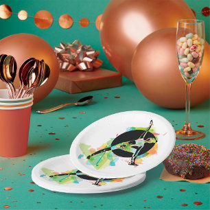 Assiettes En Carton Illustration d'une femme qui s'étire