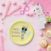 Assiettes En Carton Illustration d'une libellule bleu et rose (Fête)