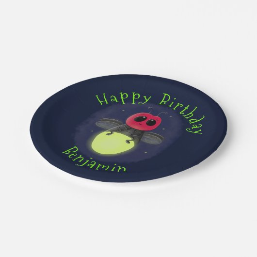 Assiettes En Carton Illustration d'une luciole à éclair mignon (Angle)